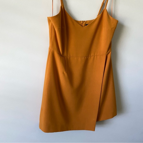 French Connection Whisper Sleeveless Envelope Skirt Dress Golden size 10 - Picture 3 of 15